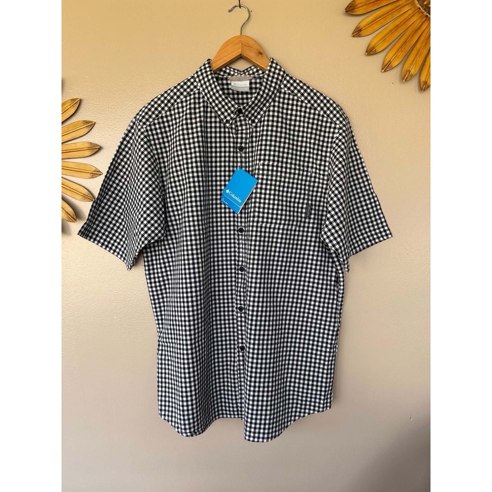 Columbia Men's Rapid Rivers II Short Sleeve Shirt Black Gingham LT Large Tall